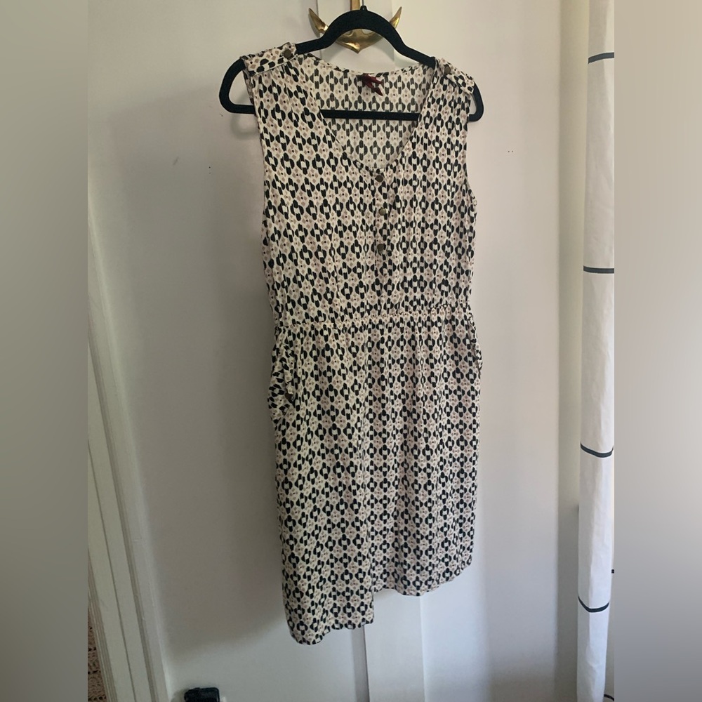 Merona Women’s Dress Geometric Ikat Shirt Sleeveless Pockets Size M